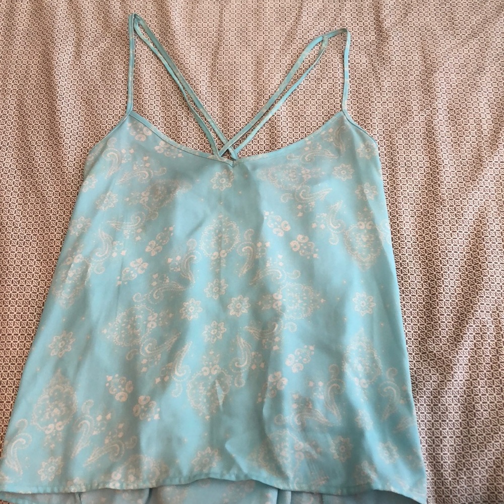 Blue flowy tank